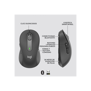 LOGITECH 910-006253, M650 Signature, Siyah, Sağ El, USB Nano 2,4G Kablosuz, 4000dpi, Optik, 5 Tuşlu, 24ay Pil Ömrü, Sessiz Mouse