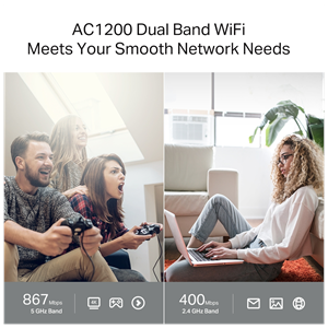 TP-LINK ARCHER C64, AC1200, 4Port, 1200Mbps, Dual Band WiFi, Masaüstü, Gigabit, Router, Access Point