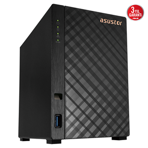 ASUSTOR AS1102TL, 1Gb DDR4 Ram, 2 Yuvalı (2x22TB Destek), 1x1GbE Network, USB 3.2, USB 2.0, Tower NAS (Yedekleme) Cihazı