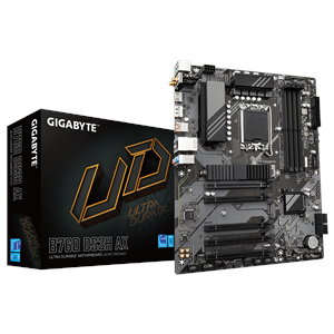 GIGABYTE B760 DS3H AX, rev.1.0, 4xDDR5, 2xM.2, DP, HDMI, Type-C, Wi-Fi 6E, Bluetooth v5.3, 12-13-14.Nesil, LGA1700 Soket, Anakart