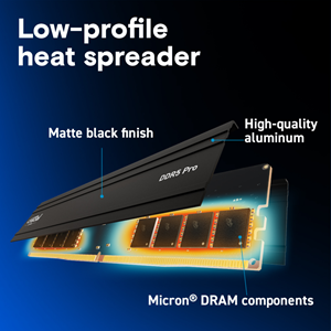 CRUCIAL CP16G64C38U5B PRO, Overclocking, 16GB, DDR5, 6400MHz, CL38, 1.1V, XMP 3.0, Desktop Ram (Soğutuculu)