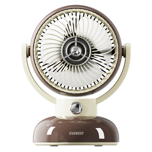 EVEREST EFN12, KAHVERENGİ, 3 Kademeli Hız, 4" Kanat, Masaüstü Kullanım, Taşınabilir, Dahili 1200mAh Bataryalı, USB Şarj Girişli, Vantilatör