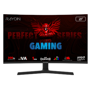 RAYDIN EG27RFA-300HZ, 27", 1ms, 300Hz, Full HD, 350 nits, 2xHDMI, DP, Hoparlör, VA LED, R1500 Curved, Yükseklik Ayarlı Ayak, Frameless, FreeSync Gaming Monitör