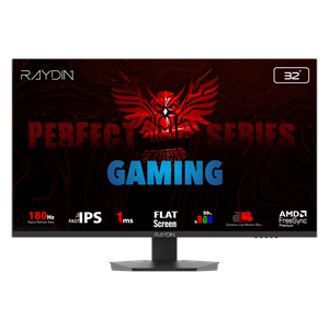 RAYDIN EG32EQI-180HZ, 31.5", 1ms, 180Hz, 2K Quad HD, 350 nits, HD, 2xHDMI, DP, Hoparlör, IPS LED, Flat, Frameless, FreeSync Gaming Monitör
