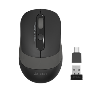 A4 TECH FG10CS AIR2, Grey, SILENT, FSTYLER, 2,4Ghz Kablosuz, USB-C den şarj edilebilir, Optik Mouse, 10-15Metre, 4 Buton, Nano Alıcı