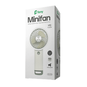 FENY FN-F35, BEYAZ-GRİ, 3 Kademeli Hız, Kancalı, Elde Kullanım, Dahili 500mAh Bataryalı, Type-C Şarj Girişli, Vantilatör