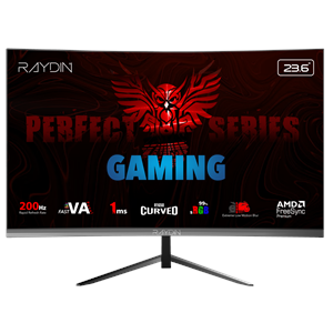 RAYDIN MM24RFA-200HZ, 23.6", 1ms, 200Hz, Full HD, 300 nits, HDMI, DP, Hoparlör, VA LED, R1650 Curved, Frameless, FreeSync Gaming Monitör