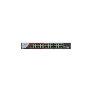 HILOOK NS-0326P-230(B), 24Port, Megabit, PoE 230W, 1 Port GigaBit Lan, 1 Port GigaBit SFP, Long Range 250Metre, Yönetilemez, Masaüstü Switch