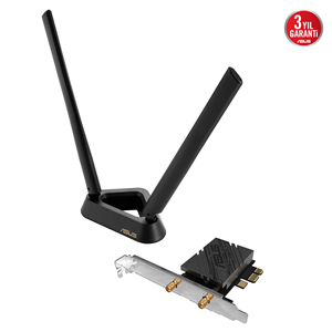 ASUS PCE-BE92BT, WIFI7, BE9400, 5764-2882-688Mbps, 6GHz-5GHz- 2.4GHz, Bluetooth 5.4, PCIe Ağ Adaptörü