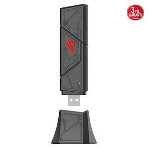 ASUS ROG USB-BE92,WIFI7, BE9400, 2882-2882-688Mbps 6GHz-5GHz-2.4GHz, 4096-QAM Desteği, WPA3 Usb Ağ Adaptörü