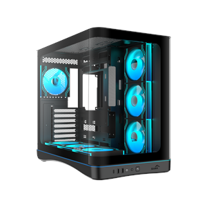 SAMA V62BK Black, B850BK 850W, 80+ Bronze, PCIE 5.1, ATX3.1, Tempered Glass Panel, Panoramic Tasarım, Type-C, 7x120mm ARGB INFINITY Fan, ATX, GAMING KASA