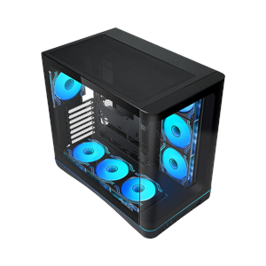 SAMA V62BK Black, B850BK 850W, 80+ Bronze, PCIE 5.1, ATX3.1, Tempered Glass Panel, Panoramic Tasarım, Type-C, 7x120mm ARGB INFINITY Fan, ATX, GAMING KASA