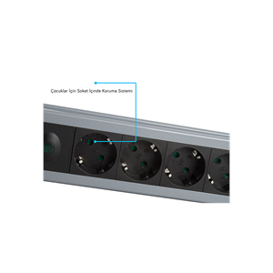 S-LINK Swapp SPGKS05, 5 Soket, Akım Korumalı Priz, 1.5Mt Kablo, 900 Joule (Gri) %100 Bakır