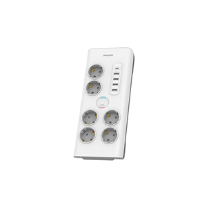 PHILIPS SPN7060WA/62, 6 Soket, Akım Korumalı Priz, 900 Joules, 2Mt Kablo, 1xUsb-C 15W Şarj, 4xUsb-A 20W, (Beyaz)