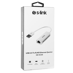 S-LINK SW-KC30, USB2.0 To RJ45, Ethernet Kartı