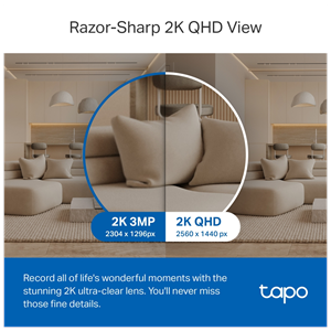 TP-LINK Tapo TC72 (C220), 2K QHD 4,0Mpix, İç Mekan WiFi, 9Mt. Gece Görüşü, 360 Dönüş, İki Yönlü Ses Güvenlik Yapay Zeka Destekli Kamera