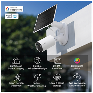 TP-LINK Tapo TC82 KIT (C410 KIT), 2K, 3,0Mpix, Dış Mekan, IP65, WiFi, 9Mt. Renkli Gece Görüşü, İki Yönlü Ses, Güneş Enerjili Güvenlik Kamerası Kiti