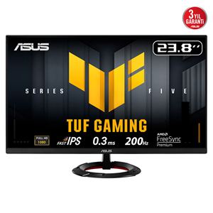 ASUS TUF GAMING VG249Q5R 23,8" 0.3ms, 200Hz, Full HD, DP, 2xHDMI, Hoparlör, Fast IPS LED, ELMB Sync Premium, GAMING Monitör