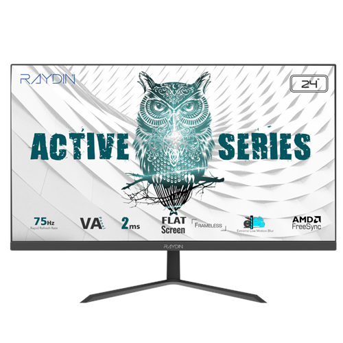 RAYDIN ALISA, 24", 2ms, 75Hz, Full HD, 250 nits, D-Sub, HDMI, Frameless, VA LED Monitör (Siyah)