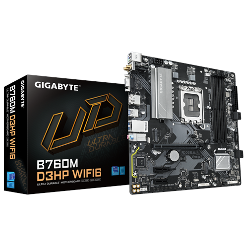 GIGABYTE B760M D3HP WIFI6, 4xDDR5, 2xM.2, DP, HDMI, VGA, Wi-Fi 6E, Bluetooth v5.3, 12-13.14.Nesil, LGA1700 Soket, Anakart