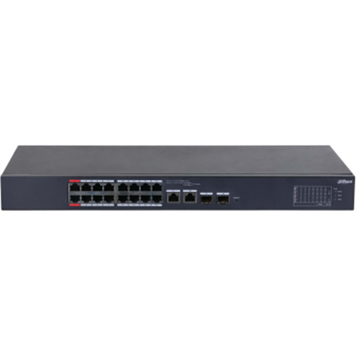 DAHUA CS4218-16ET-240, 16Port, Megabit, PoE 240W, 2 Port SFP Gigabit Combo, Cloud Yönetilebilir, Switch