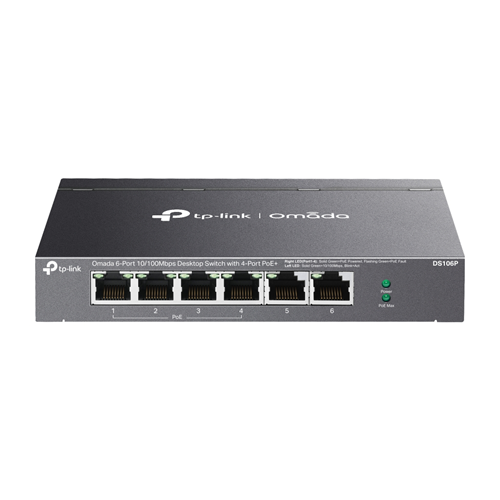 OMADA DS106P, 6 Port Megabit, 4 Port Megabit PoE+, 67W, Yönetilemez, Masaüstü Metal Kasa Sessiz Switch
