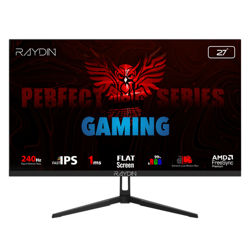 RAYDIN EC27DFI-240HZ, 27", 1ms, 240Hz, Full HD, 350 nits, HDMI, DP, IPS LED, Flat, Frameless, FreeSync Gaming Monitör