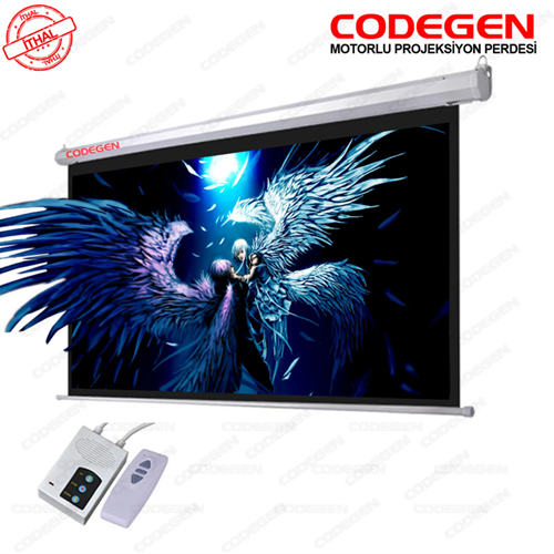 Codegen EX-18 MOTORLU PROJEKSİYON PERDESİ 180x180 Elektrikli Uzaktan Kumandalı (Arkası Siyah Fonlu - Duvar/Tavan Asılabilir)