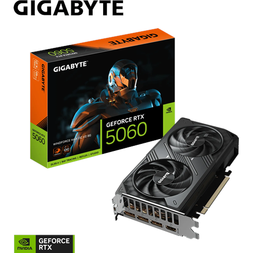 GIGABYTE GV-N5060WF2MAX OCV2-8GD, RTX5060, WINDFORCE MAX OCV2, 8Gb, GDDR7, 128BIT, 2 Fanlı, 1xHDMI, 3xDP, GAMING Ekran KARTI