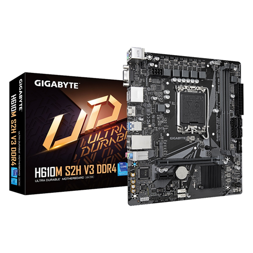 GIGABYTE H610M S2H V3, DDR4, rev1.0, 2xDDR4, M.2, D-SUB, HDMI, DP, 12-13.14.Nesil, LGA1700 Soket, Anakart
