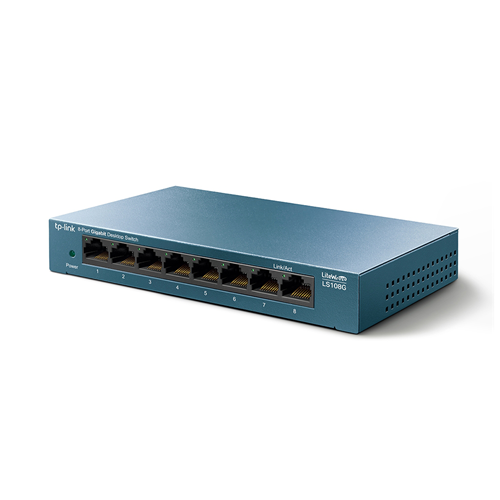 TP-LINK LS108G, Green Tech, 8 Port GigaBit, Yönetilemez, Metal Kasa, Masaüstü Switch