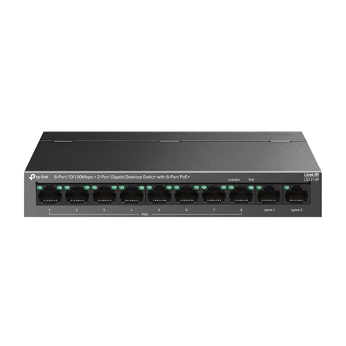 TP-LINK LS1210P, 8 Port Poe Megabit, 2 Port Gigabit, 96W, Yönetilemez Masaüstü Switch