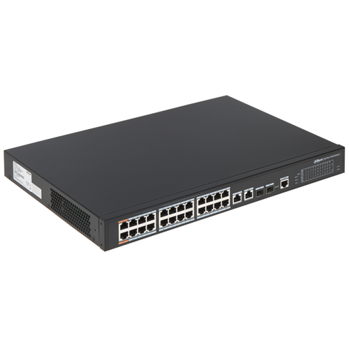 DAHUA PFS4226-24ET-360-V3, 24 Port, MegaBit, PoE 360W, 2 Port GigaBit Uplink, 2 Port GigaBit Combo SFP, Yönetilebilir, Rack Mount Switch