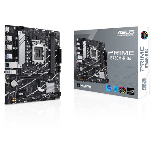 ASUS PRIME B760M-R D4, 2xDDR4, 2x M.2, HDMI, 12-13-14.Nesil, LGA1700 Soket, Anakart