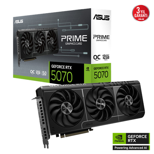 ASUS PRIME-RTX5070-O12G, 12Gb, 192Bit, GDDR7, 1xHDMI, 3xDP GAMING Ekran Kartı