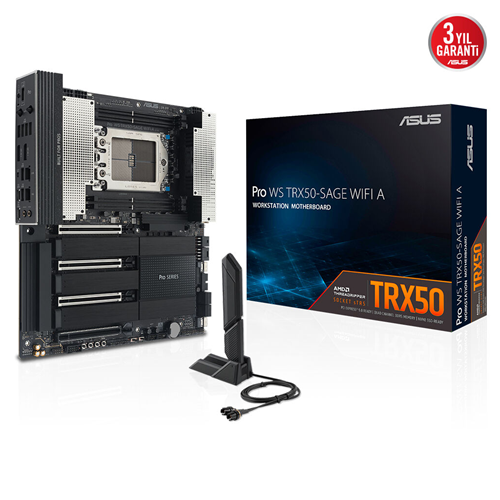 ASUS PRO WS TRX50-SAGE WIFI A, 4xDDR5, 4xM.2, HDMI, DP, Type-C, Wi-Fi 7, Bluetooth v5.4, TR5 Soket, CEB İş İstasyonu Anakart