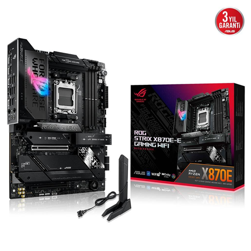 ASUS ROG STRIX X870E-E GAMING WIFI, 4xDDR5, 5xM.2, HDMI, DP, Type-C, PCIe 5.0, 2xWi-Fi 7, Bluetooth v5.4, AM5 Soket GAMING Anakart