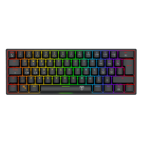 T-DAGGER T-TGK317RGB, VERDE, USB Kablolu, Bluetooth, Türkçe Q, RGB Backlight, Red Mekanik Switch, 61 Tuşlu, Gaming Klavye