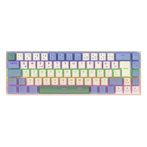 T-DAGGER T-TGK325BCG, VIATOR, USB Kablolu, Türkçe Q, Rainbow Backlight, Red Mekanik Switch, 68 Tuşlu, Gaming Klavye