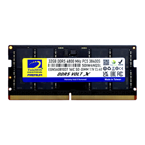 TwinMOS TMD532GB4800S40, 32GB, DDR5, 4800MHz, CL40, 1.1V Notebook Ram