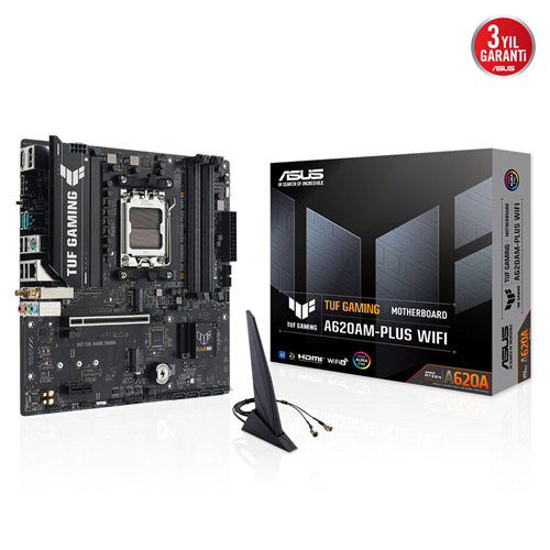 ASUS TUF GAMING A620AM-PLUS WIFI, 4xDDR5, 2x M.2, HDMI, 2xDP, Wi-Fi 6, Bluetooth v5.3, AM5 Soket GAMING Anakart