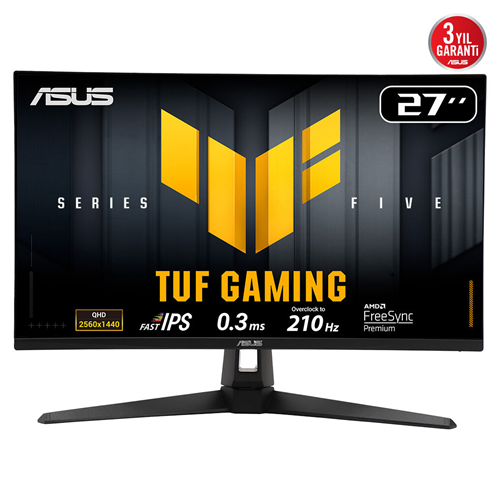 ASUS TUF GAMING VG27AQ5A 27" 0.3ms, 210Hz, QHD, DP, 2xHDMI, USB, Hoparlör, Fast IPS LED, ELMB Sync Premium, GAMING Monitör