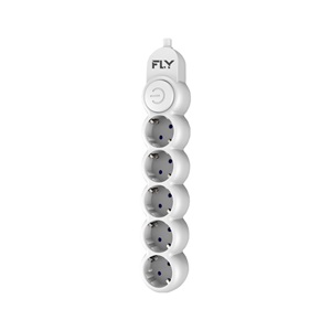 FLY 3394-01, 5 Soket, Akım Korumalı Priz, 2.1A, Anahtarlı, 2Mt Kablo, (Beyaz)
