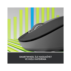 LOGITECH 910-006236, M650L Signature, Siyah, Sağ El, USB Nano 2,4G Kablosuz,4000dpi, Optik, 5 Tuşlu, 24ay Pil Ömrü, Sessiz Mouse