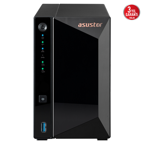 ASUSTOR AS3302T V2, 2Gb DDR4 Ram, 2 Yuvalı (2x20TB Destek), 1x2.5GbE Network, 3xUSB 3.2, Tower NAS (Yedekleme) Cihazı