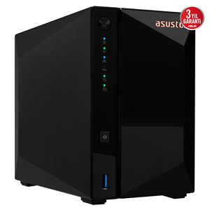 ASUSTOR AS3302T V2, 2Gb DDR4 Ram, 2 Yuvalı (2x20TB Destek), 1x2.5GbE Network, 3xUSB 3.2, Tower NAS (Yedekleme) Cihazı