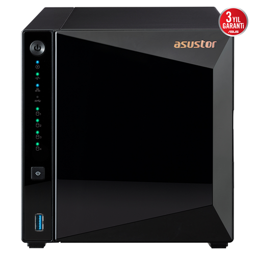ASUSTOR AS3304T V2, 2Gb DDR4 Ram, 4 Yuvalı (4x20TB Destek), 1x2.5GbE Network, 3xUSB 3.2, Tower NAS (Yedekleme) Cihazı