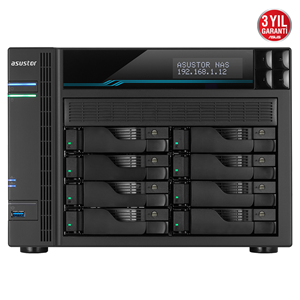 ASUSTOR AS6508T, 8Gb DDR4 Ram, 8 Yuvalı (8x22TB Destek), 2xM.2 NVMe PCI-e, 2x10GbE, 2x2.5GbE Network, 2xUSB 3.2, Tower NAS (Yedekleme) Cihazı