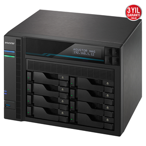 ASUSTOR AS6508T, 8Gb DDR4 Ram, 8 Yuvalı (8x22TB Destek), 2xM.2 NVMe PCI-e, 2x10GbE, 2x2.5GbE Network, 2xUSB 3.2, Tower NAS (Yedekleme) Cihazı