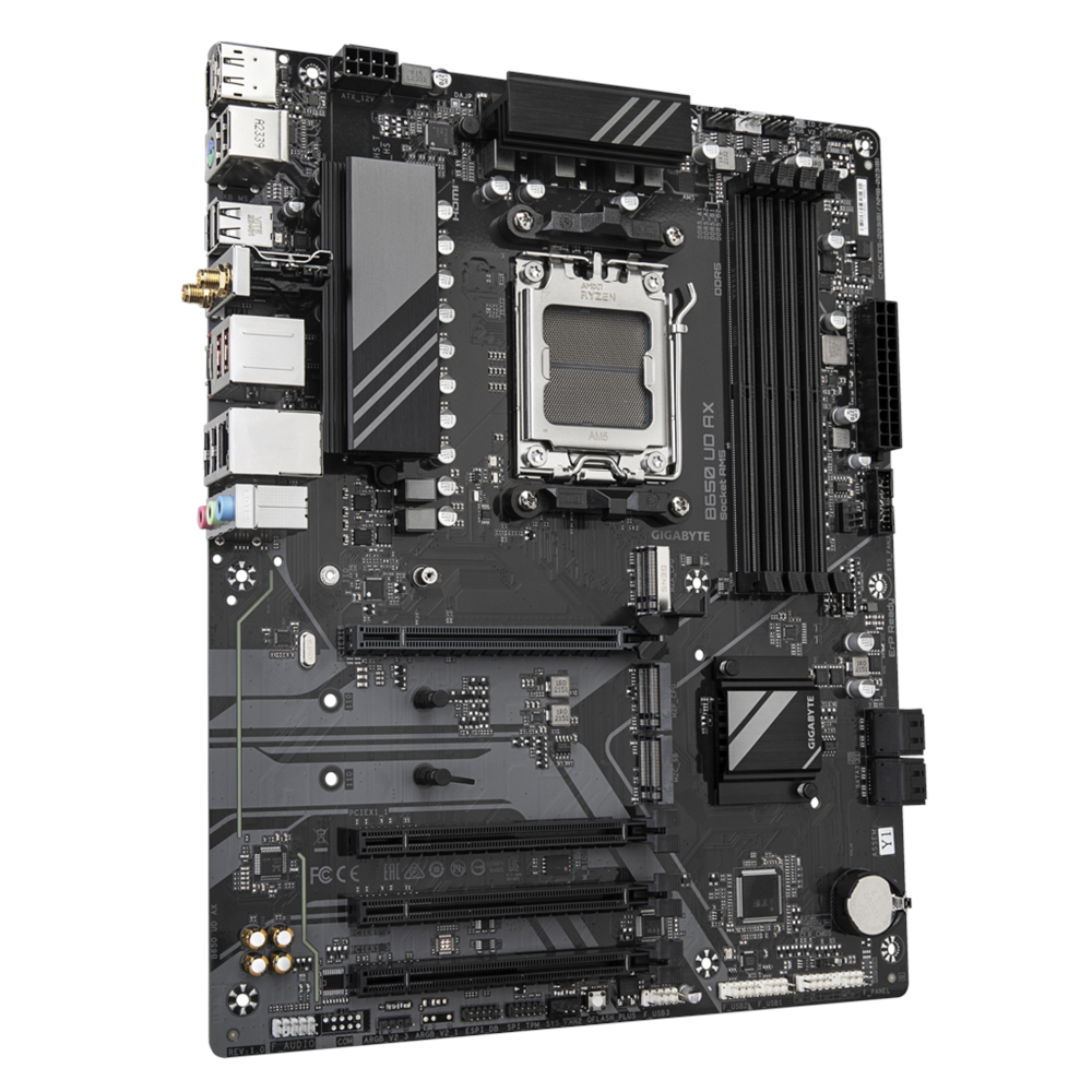 GIGABYTE B650 UD AX, 4xDDR5, 3xM.2, DP, HDMI, Type-C, Wi-Fi 6E, Bluetooth v5.3, AM5 Soket GAMING Anakart